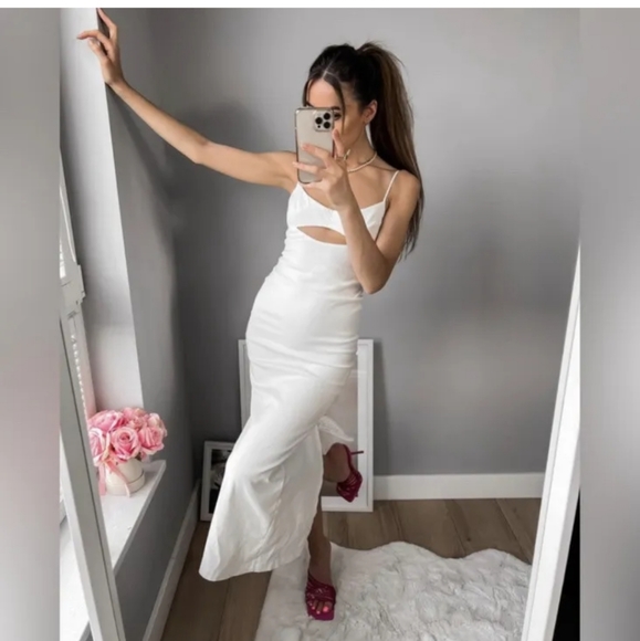 Zara * CUT OUT LINEN BLEND DRESS - Picture 14 of 15